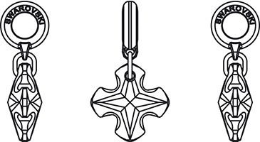 Swarovski BeCharmed & Pavé Beads - 87 009 - BeCharmed Crystal Greek Cross Charm - Line Drawing